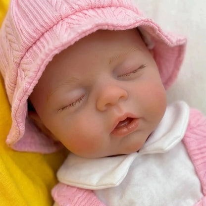 Poupée reborn Irys de 30cm en silicone fille en robe rose