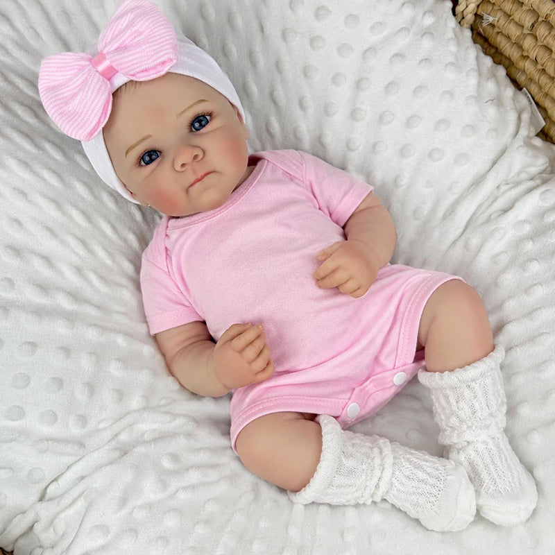 18 Inches Lifelike Blue Eyes Bettie Reborn Dolls Girl In Pink Bodysuits