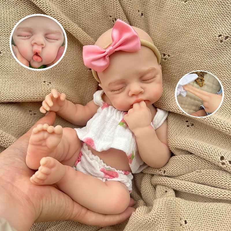 30cm Lifelike Full Silicone Closed Eyes Irys Reborn Baby Girl in Strawberry Outfits
