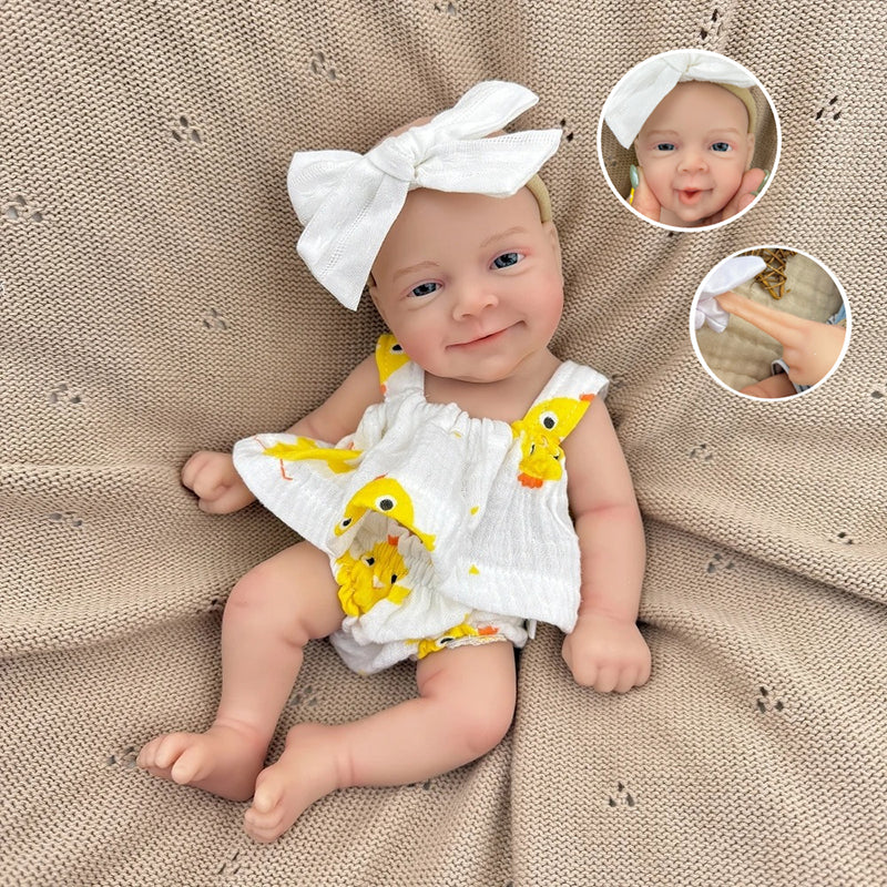 30cm Soft Full Silicone Open Eyes Smile Sebastian Reborn Baby Girl