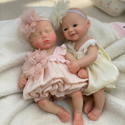6 Inches Mini Silicone Reborn Doll Twin Sisters- Loulou and Vivienne