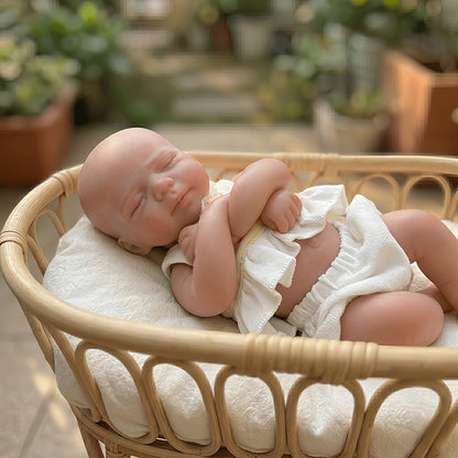 20cm Closed Eyes Silicone Mini Reborn Baby Girl Pascale In Yellow Outfits
