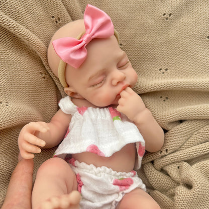 30cm Lifelike Full Silicone Closed Eyes Irys Reborn Baby Girl in Strawberry Outfits