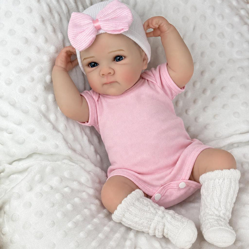 18 Inches Lifelike Blue Eyes Bettie Reborn Dolls Girl In Pink Bodysuits