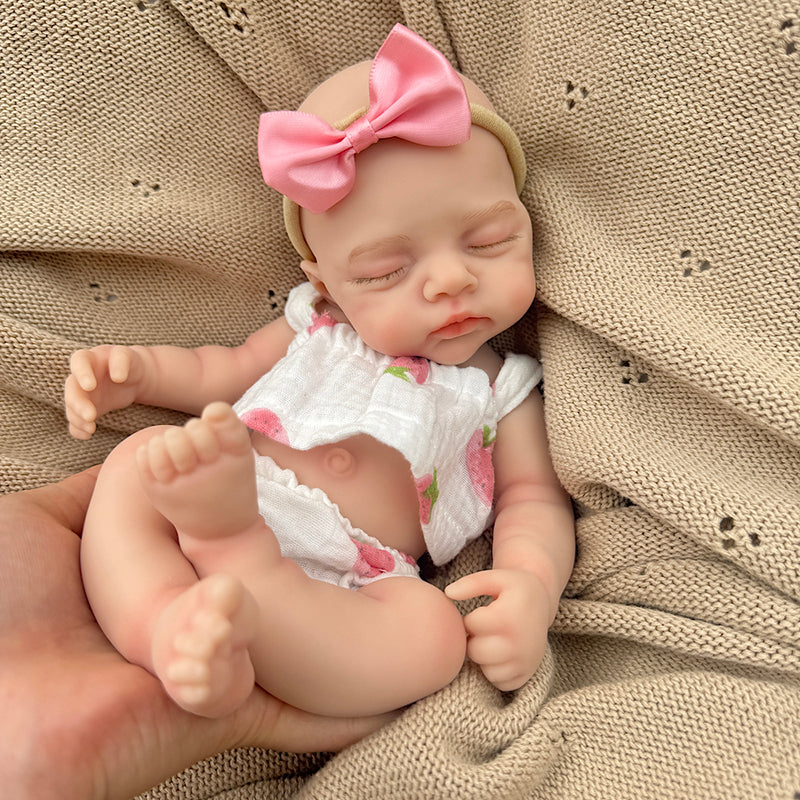 30cm Lifelike Full Silicone Closed Eyes Irys Reborn Baby Girl in Strawberry Outfits