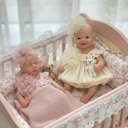 6 Inches Mini Silicone Reborn Doll Twin Sisters- Loulou and Vivienne