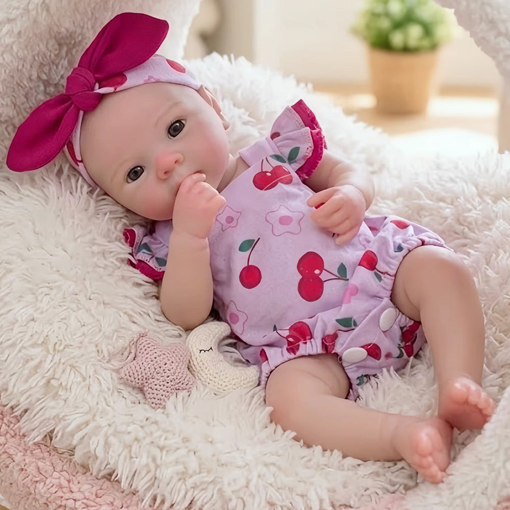 30cm Full Silicone Bettie Reborn Baby Girl in Cherry Romper