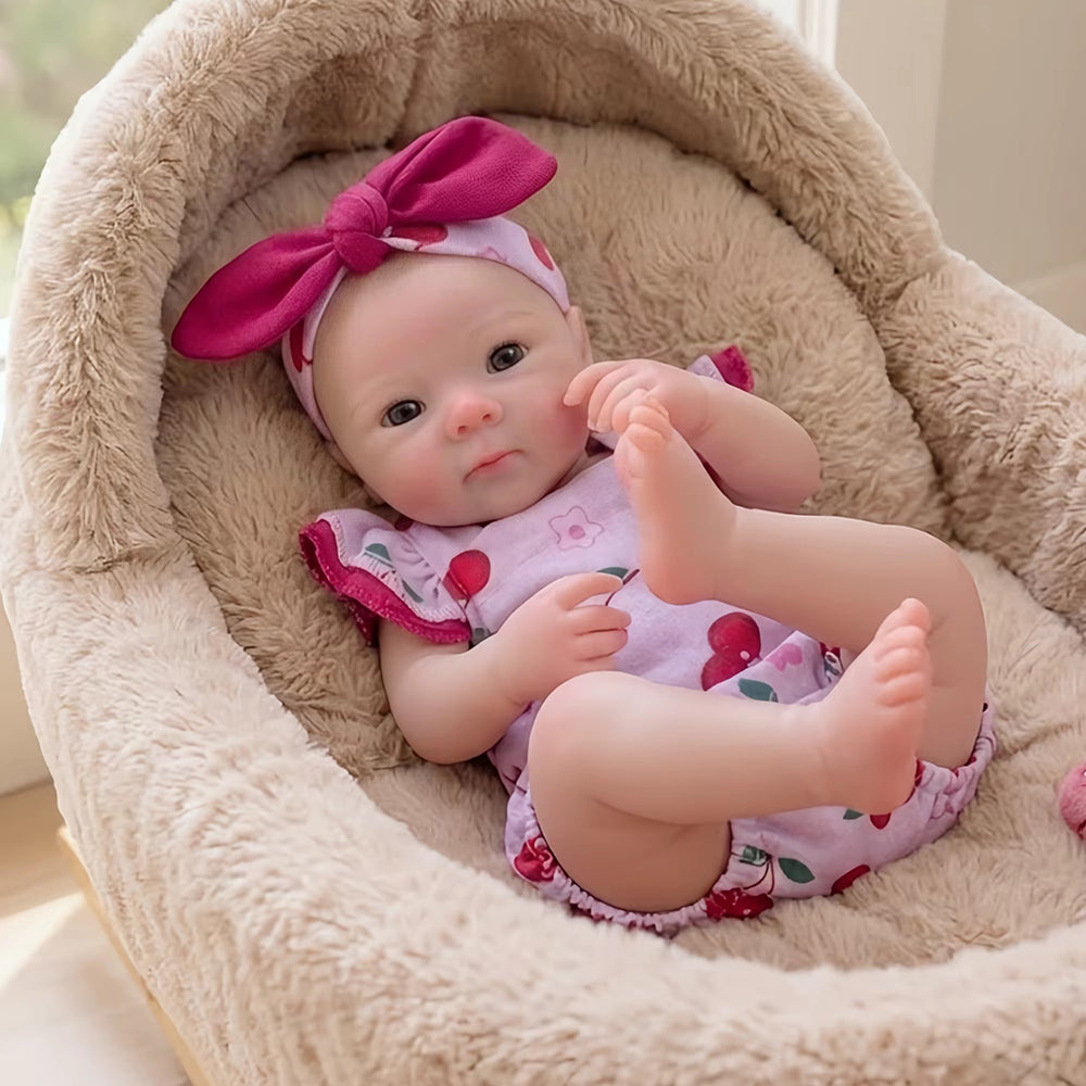 30cm Full Silicone Bettie Reborn Baby Girl in Cherry Romper