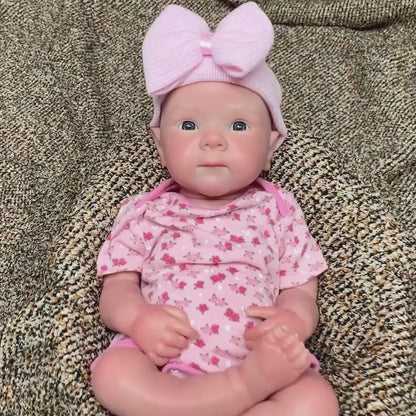 18 Inches Lifelike Silicone Openable Mouth Bettie Reborn Doll Girl in Floral Bodysuit