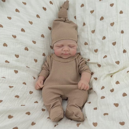 30cm Full Silicone Asleep Pascale Reborn Doll Girl In Brown Outfits