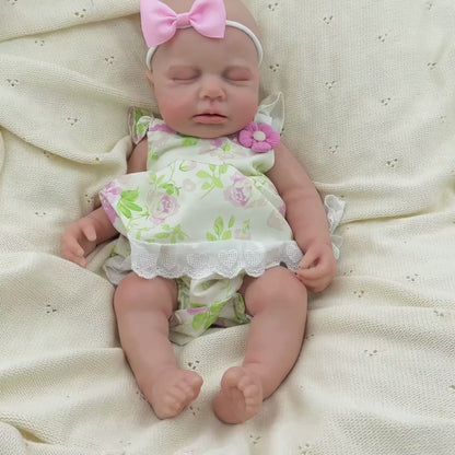 45cm Full Silicone Stretchable Loulou Reborn Girl in Floral Dress
