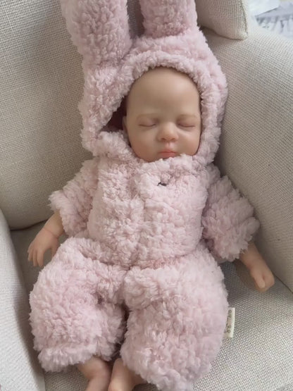 30cm Lifelike Silicone Reborn Baby Girl Luna in Pink Plush Bodysuit