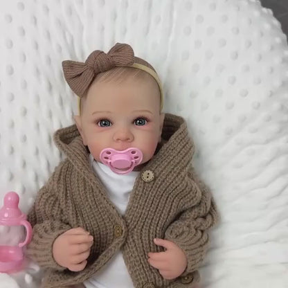 48cm Realistic Open Eyes Bettie Reborn Baby Girl In Brown Sweater