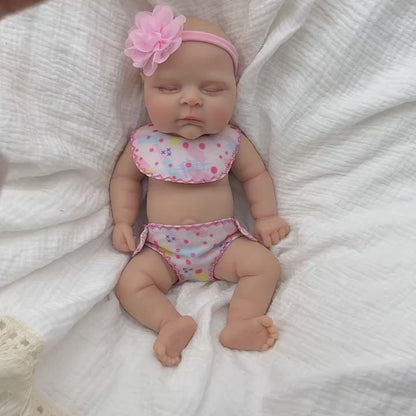 30cm Full Silicone Stretchable Asleep Reborn Doll Girl Peaches
