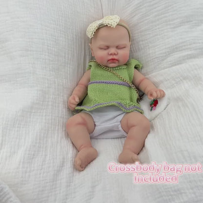 30cm Realistic Silicone Pickle Reborn Doll Girl In Green Sweater