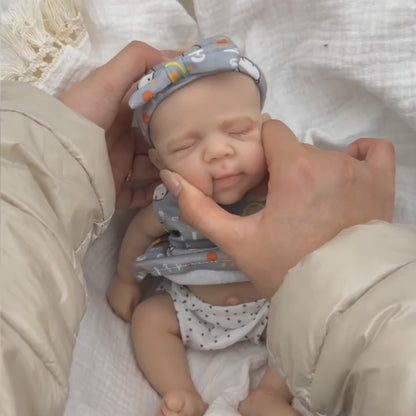 30cm Cute Full Silicone Pascale Reborn Doll Girl In Gray Letter Print Outfits